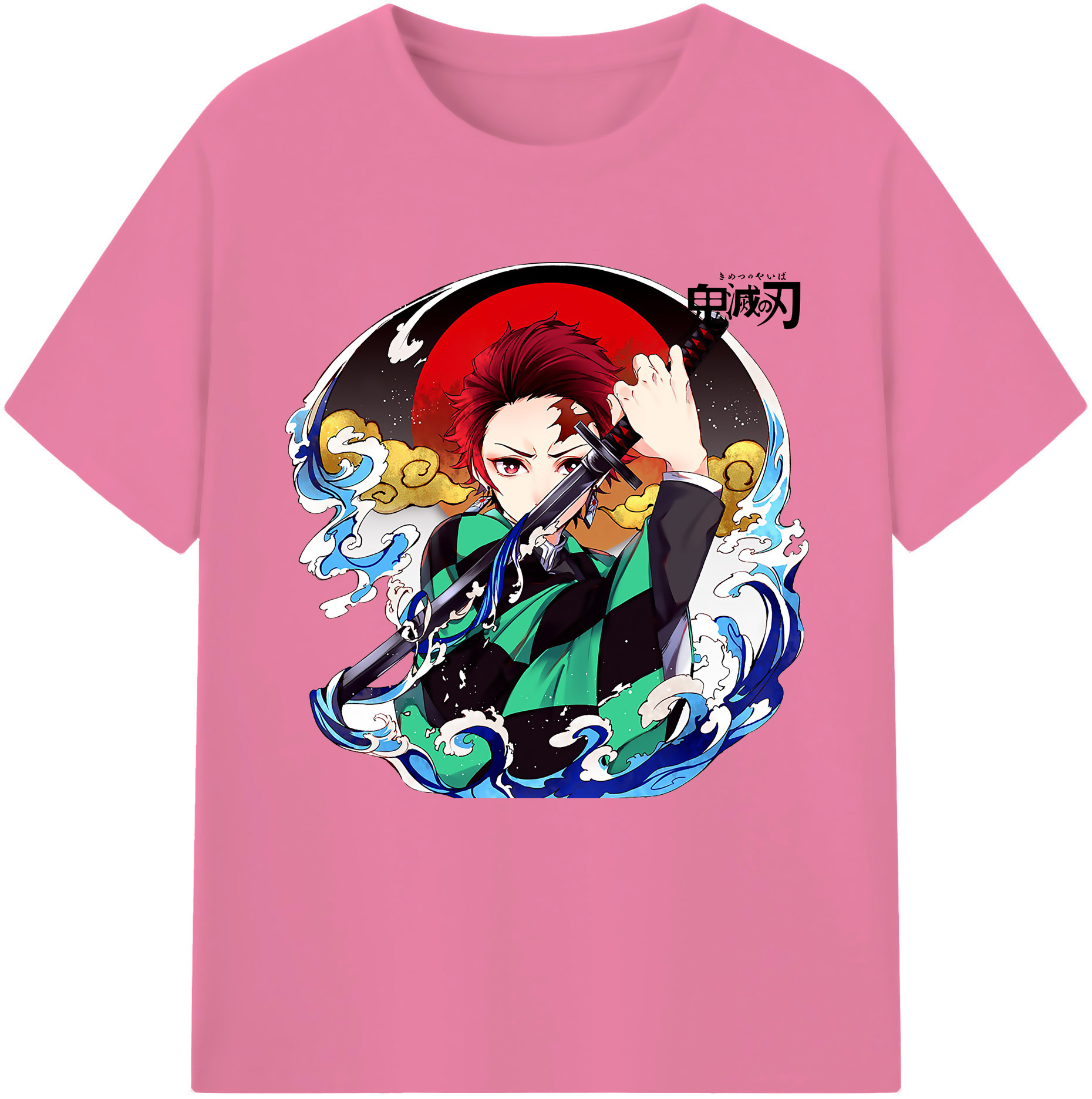 （画像用） 鬼滅の刃 竈門 炭治郎／かまど たんじろう Kamado Tanjirou 綿100％半袖Tシャツ（フロントプリント）
